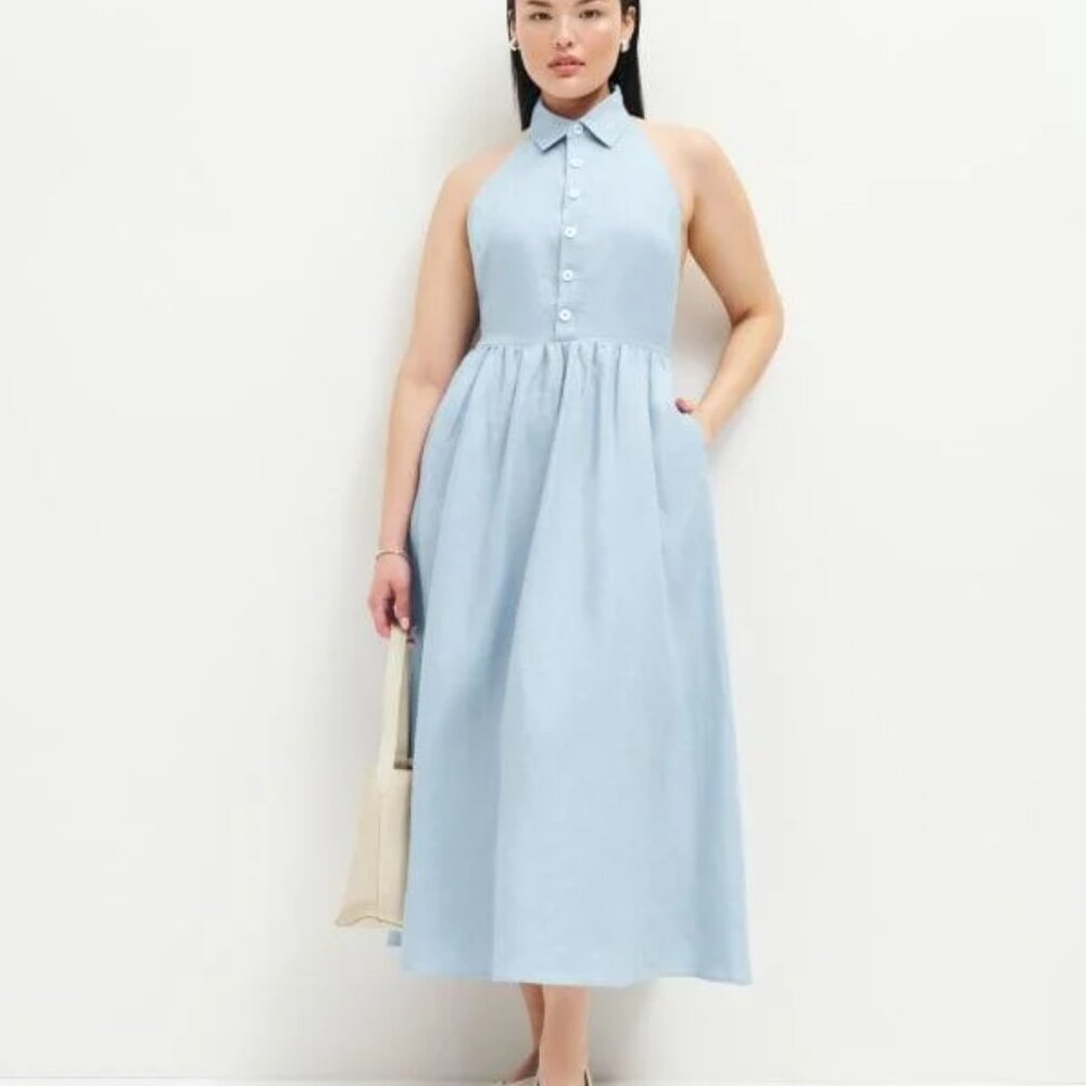 Reformation Light Blue Backless Dress